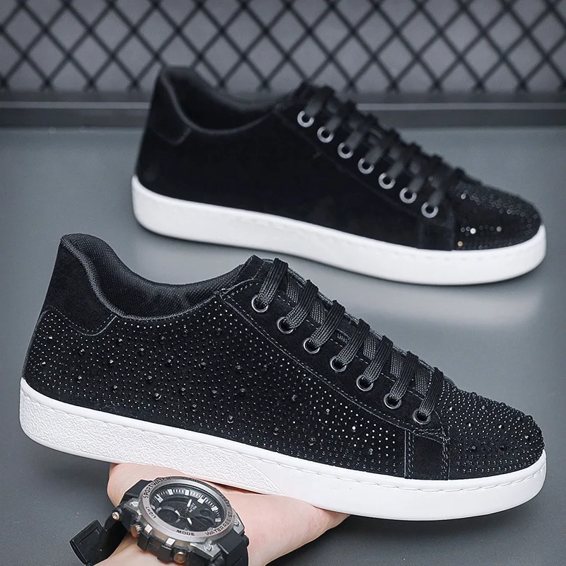 The latest men's luxury rhinestone casual board shoes 2024 Spring Autumn comfortable soft soled running sports shoes sneakers 4