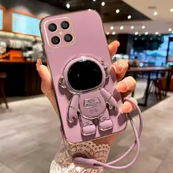Luxury Plating Silicone Stand Cover with Lanyard Attachment for Nova 10 pro (GS YHY Cherry Purple)