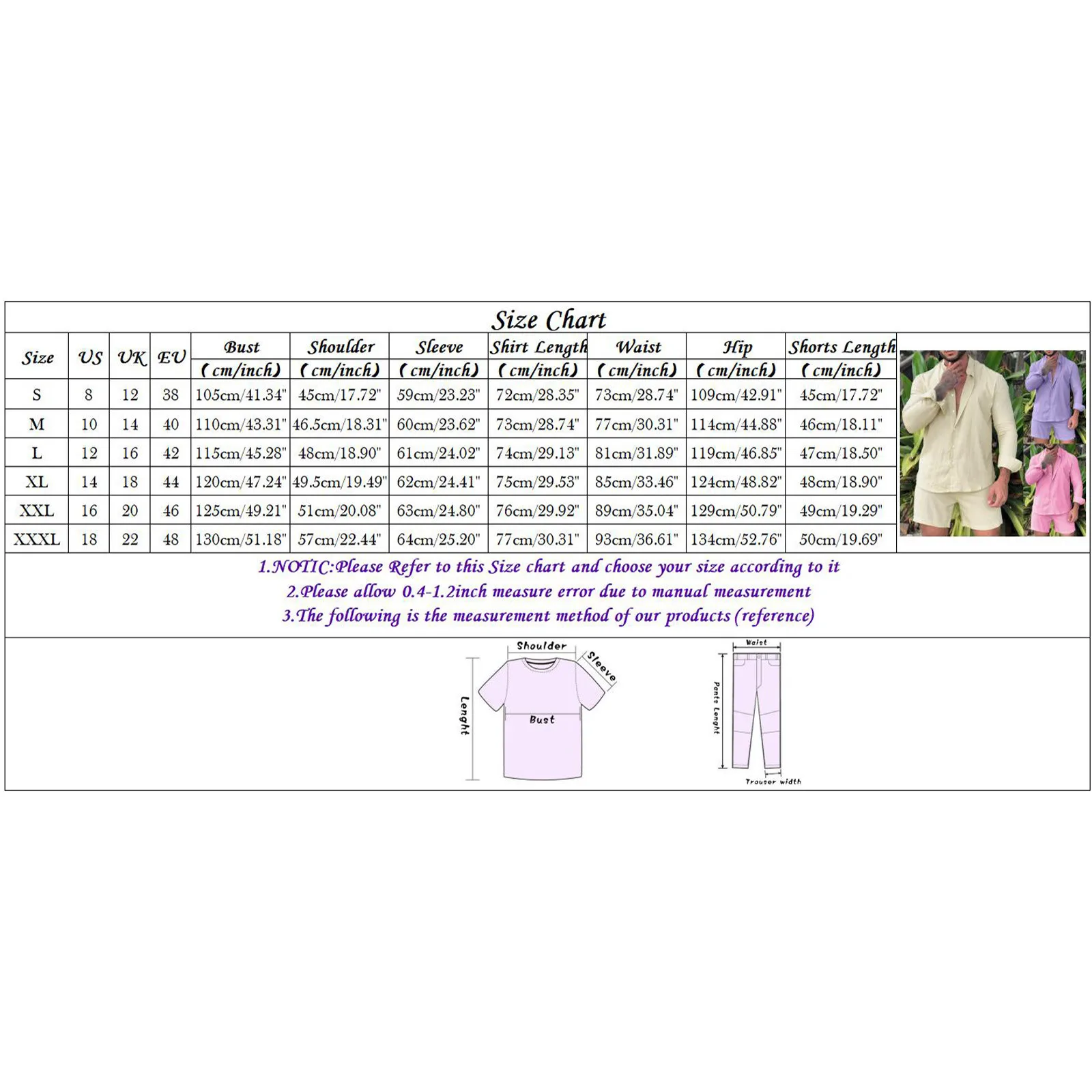 Angyfit Men Sets Linen Cotton Long Sleeve Button Shirts 5