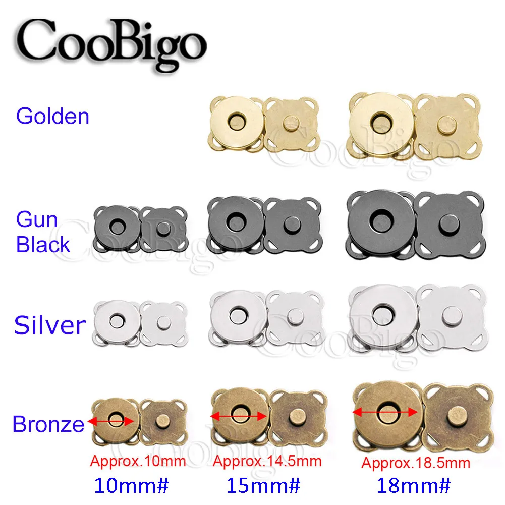 10sets Magnetic Snaps Buttons Plum Magnet Closures Buckle Purse Bag Clothes Handbags Wallet DIY Craft Accessories 10mm 14mm 18mm 2