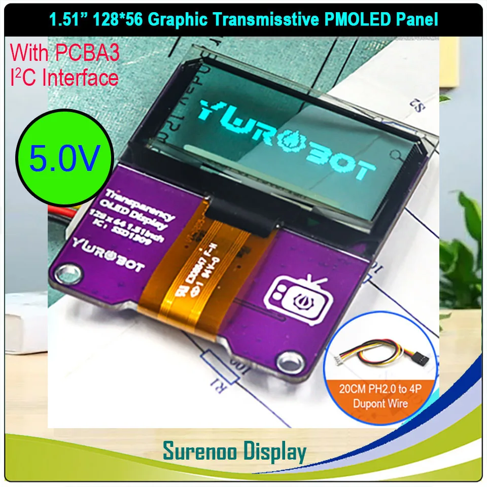 Enhanced OLED Transparent Display Screen, 1.5-Inch, Graphic Interface