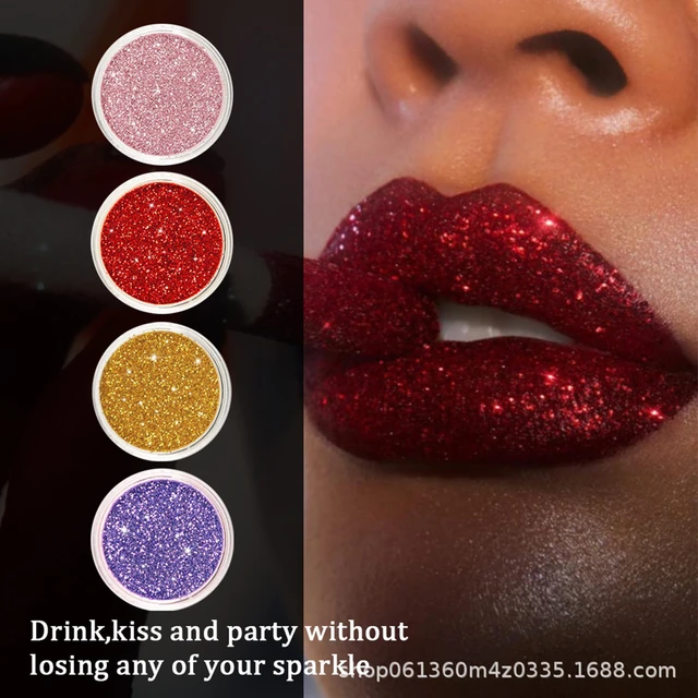 Glitter Lip Kit Long Lasting Waterproof Stay Golden Cosmetics Gloss  Lipstick 4 Colors Glitter Powder Diamond