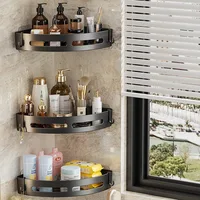 NEW 3/2/1 PCS Adhensive Bathroom Shampoo Holder Shower Caddy Shelves Storage No Drill Shelf Corner Towel Holder Shelves For 4