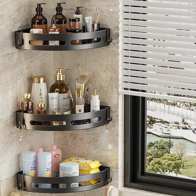 NUOVO 3/2/1 PCS Adhensive Bagno Shampoo Titolare Doccia Caddy Ripiani di Stoccaggio Senza Trapano Mensola Angolo Porta asciugamani Ripiani Per 4