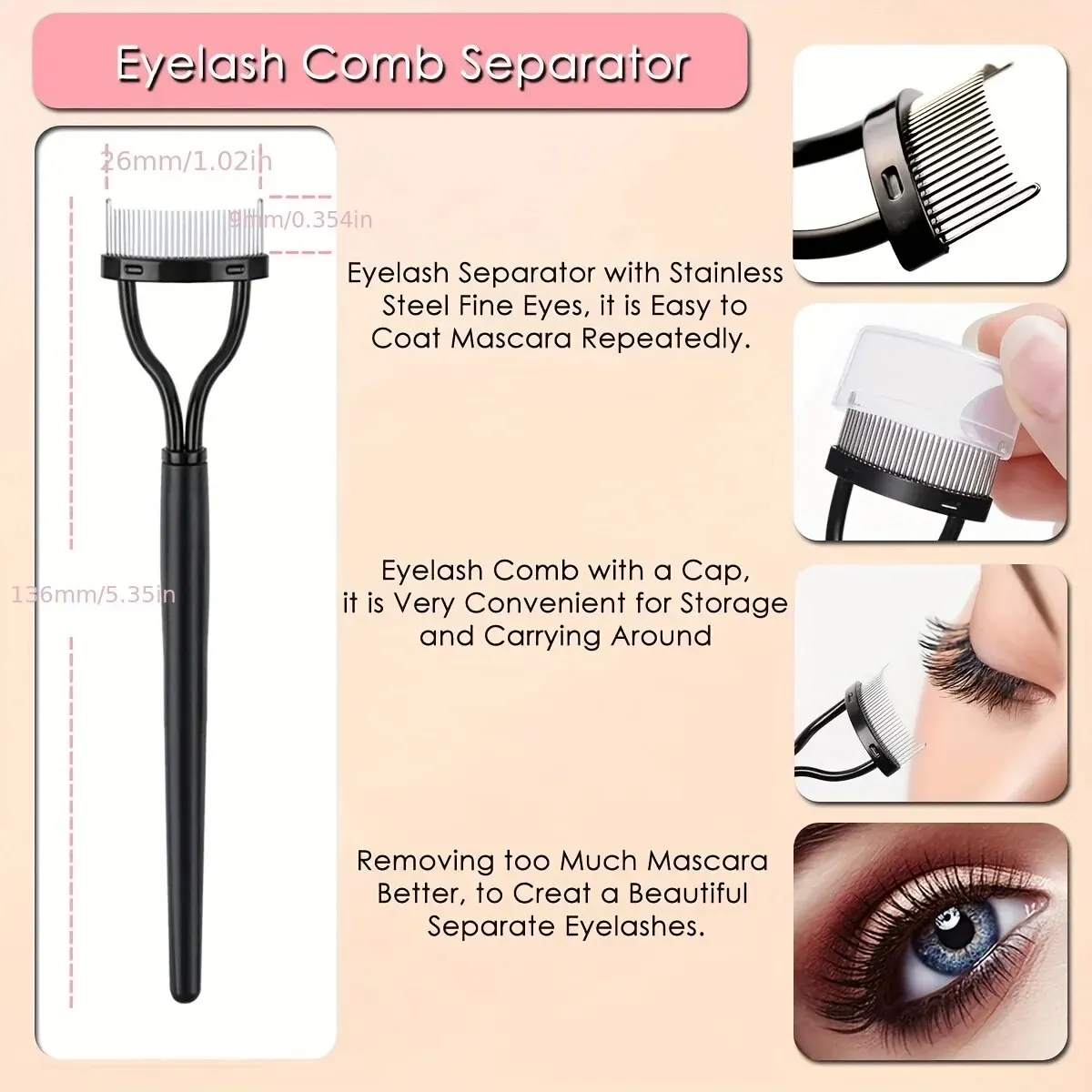 Makeup Tools 3PCS Eye Makeup Tools Set Eyebrow Brush And Comb Eyelash Brush Eyelash Separator Eye Brow Comb & Spoolie Professional