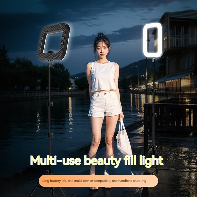 New Handheld Ring LED Rechargeable Fill light Portable Mobile Phone Live Broadcast Photography Desktop Rabbit Cage Selfie Light 5