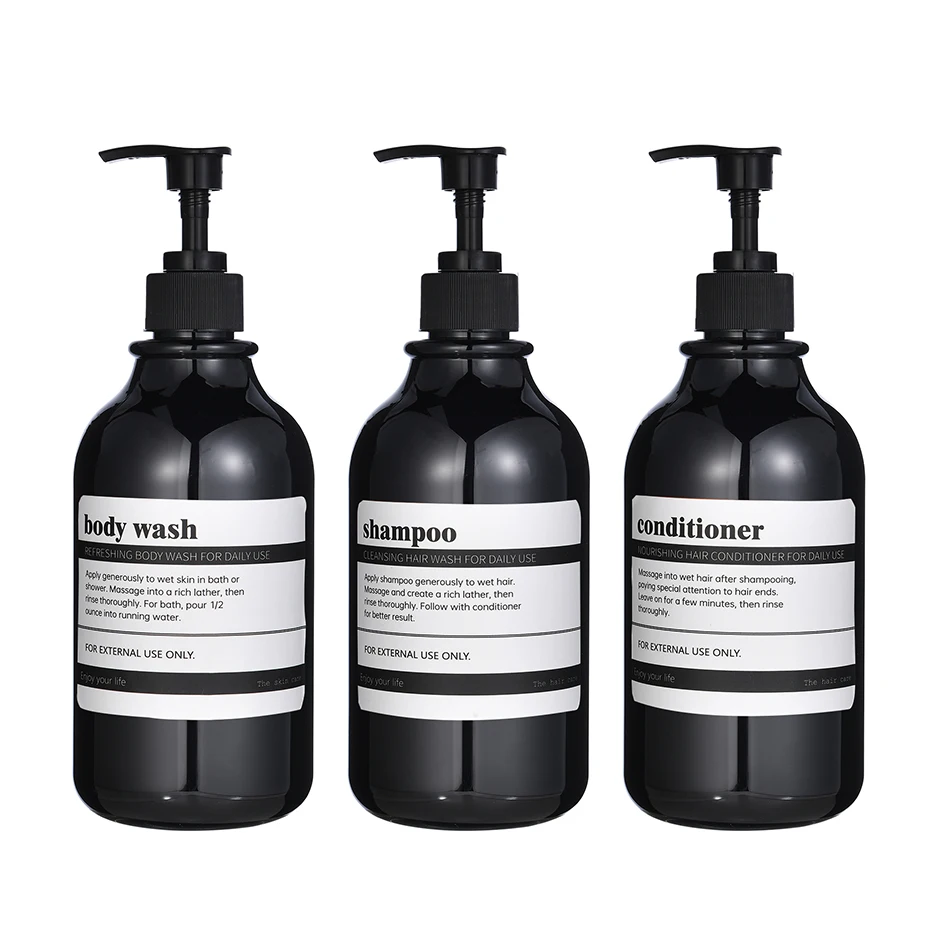 Soap Dispenser,Refillable Bottle,Soap Dispenser Bottle,Refillable Plastic Bottles Shower Refillable Plastic Shampoo Pump Bottles Shampoo Conditioner Soap Dispenser for Hotel Bathroom 500/300ml
