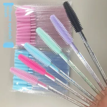 50pcs Crystal Silicone Eyelash Brush Lash Makeup Brushes Eyebrow Comb Eyelashes Extension Spoolie Microbrush Cosmetics Tool 1