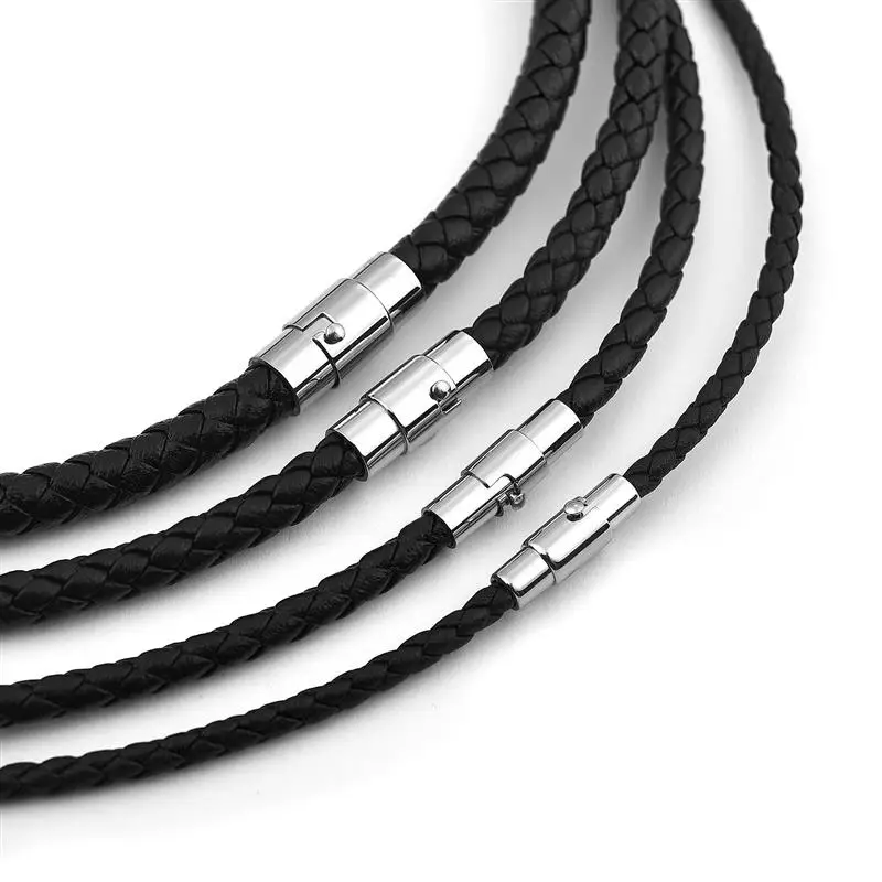 Beads Choker Necklace Men-made Leather Braided Rope Chain for Men Women
