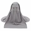 H225 Three Layers Chiffon Fabric Niqab Tie back Face Mask Cover Muslim Hijab Scarf Headscarf Turban Cap Bonnet 2