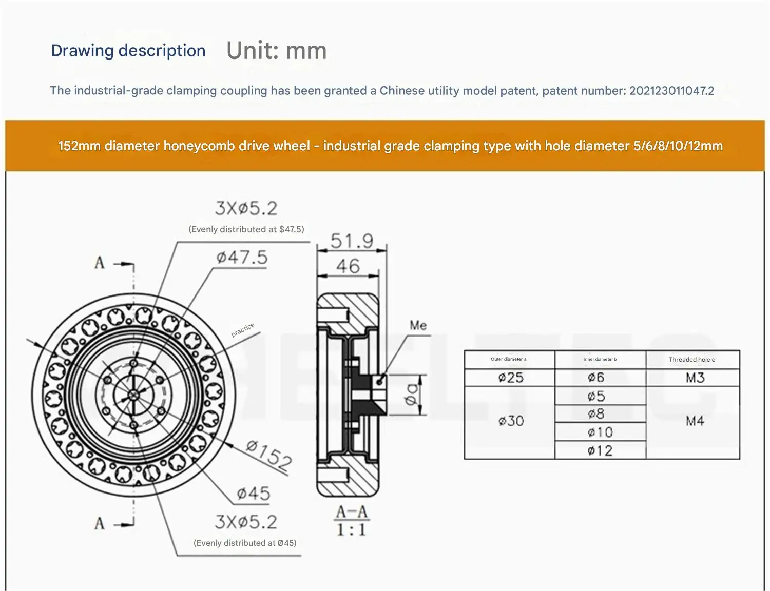 WHEELTEC Honeycomb Drive Wheel, Specialized Tire for Robots, Made of TPE Environ