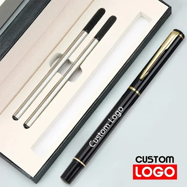 Gift Box Set Business Advertising Neutral Pen Custom LOGO Office Metal Signature Pen Student Stationery Wholesale Engraved Name 1