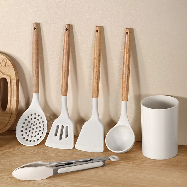 Silicone Kitchenware Cooking Utensils Set Heat Resistant Kitchen Non-Stick Cooking  Utensils Baking Tools With Storage Box Tools