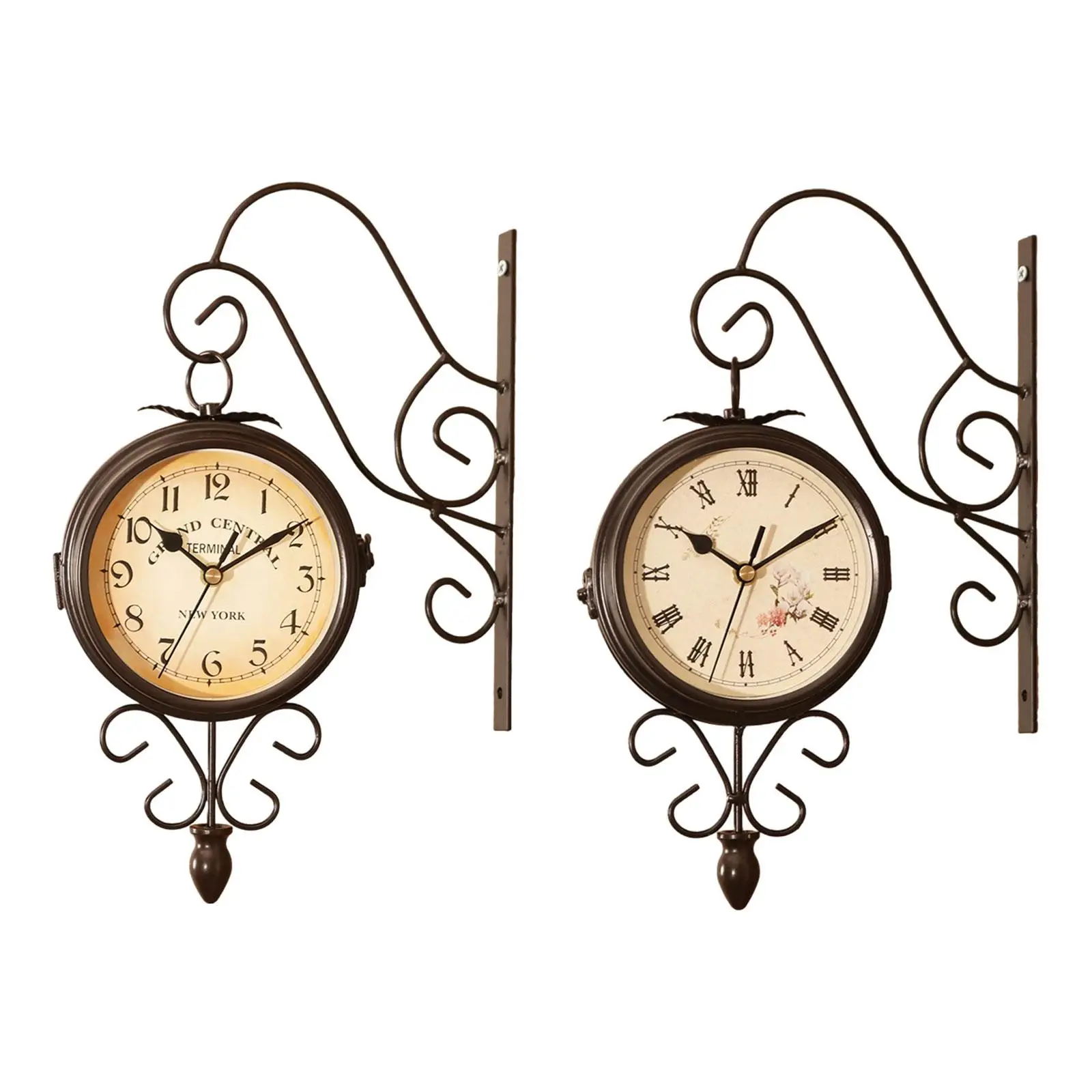Double Side Wall Clock 4.72 inch 360 Degree Rotate Wall Decoration Mute Retro