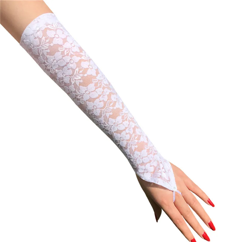 Lace Applications Beaded Bridal Gloves Ivory/White/Black/Red Long Elbow Length Fingerless Wedding Gloves Bride Accessories lace gloves,wedding dress gloves,wedding sleeve accessories