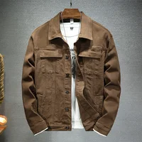 Men's brown denim jacket 2023 Spring and Autumn New Fashion High Quality Stretch Slim Fit Jacket Denim Men Brand Clothing 1