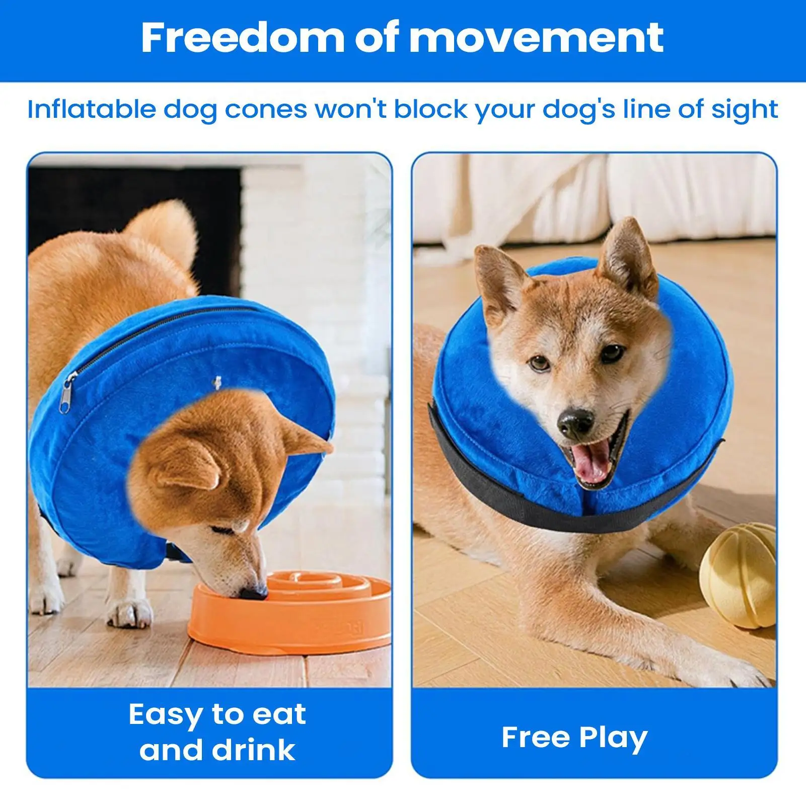 Dog Cone Adjustable Waterproof Pillow Dog Collar Cone For Recovery Pet Indoor Outdoor Puppy Kitten Bathing