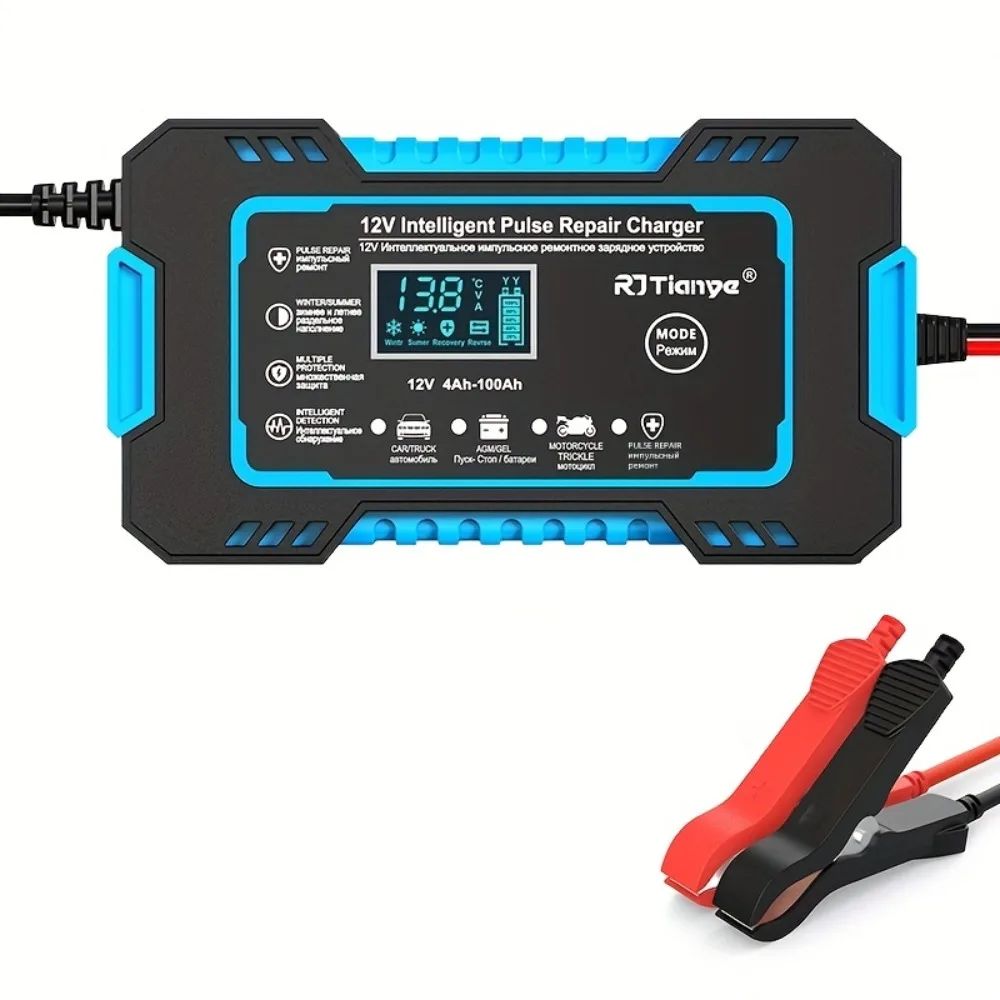 Car Battery Charger 12V 4Ah-100Ah Smart Battery Trickle Charger Suitable for Lead-acid Battery with Temperature Compensation