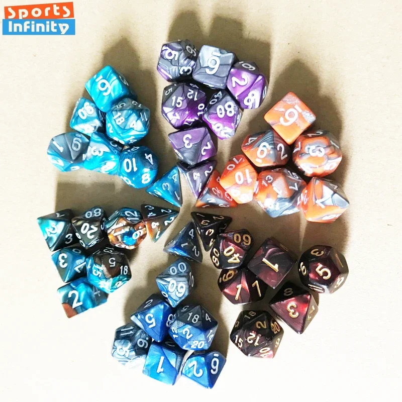 

7 шт., Набор двусторонних игральных костей, 16 мм, D20, D12, D10, D8, D6, D4