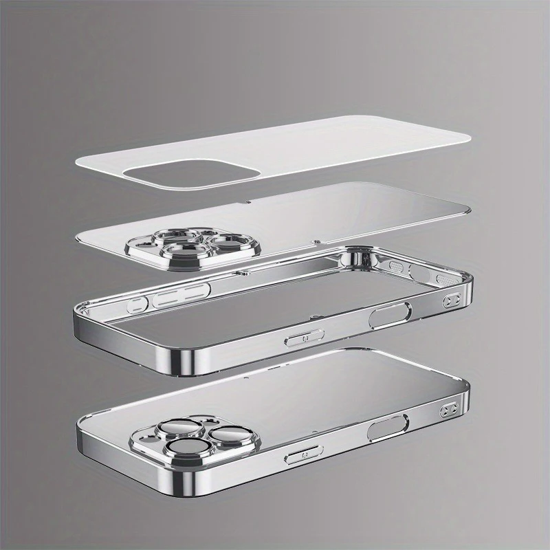 Elegant Striped Tempered Glass Electroplated Phone Case