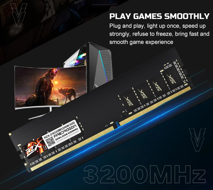 Description Picture 3 of itemRZX DDR4 RAM Memoria 32GB 8GB 16GB 2400MHz 2666MHz 3200MHz DIMM Desktop Computer Memory Rams