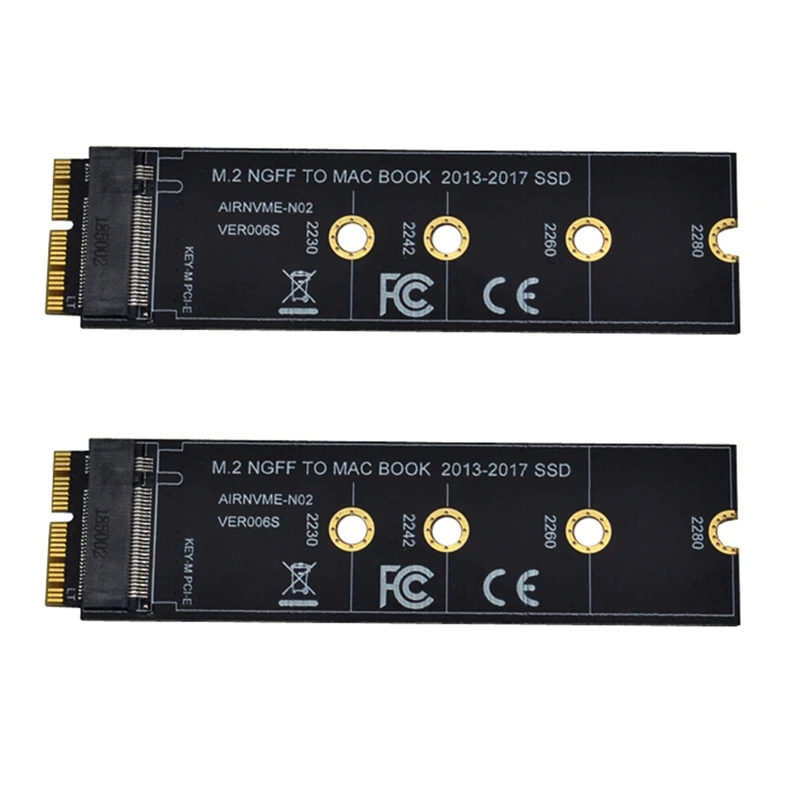 2X Ssd Adapter Connectors M2 To For Air 2013-2017 M.2 M Key Pcie X4 Ngff Apple Laptop |