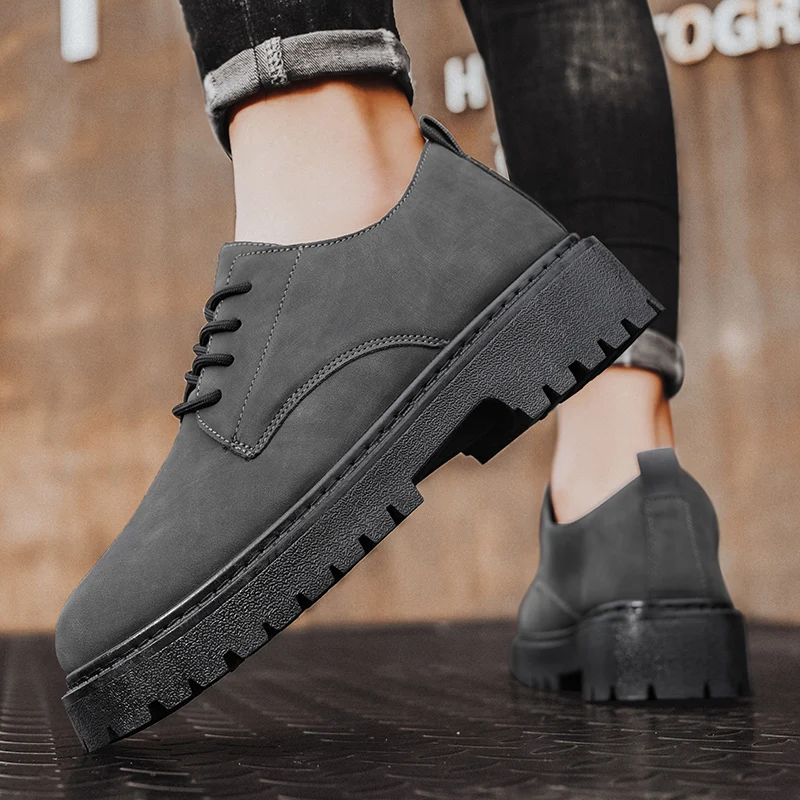 Yellow Men's Casual Work Shoes Big Toe Oxford Shoes Retro Brogue Shoes For Men Youth Fashion Business Leather Shoes Men Shoes 6