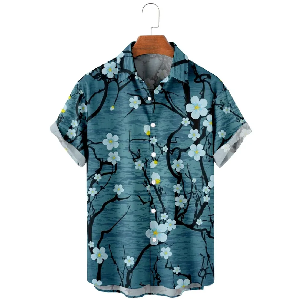 

Summer Hawaiian Shirt for Men Oversized Fashion Clothes Casual T Shirt Short Sleeve Y2k Tops Vintage Beach Harajuku Men Clothing