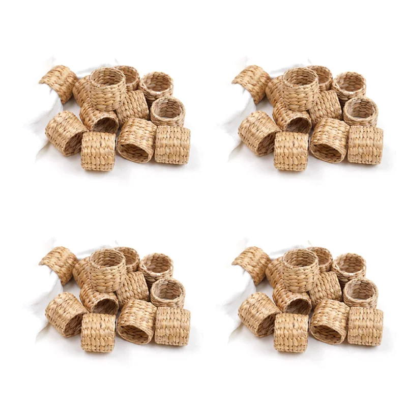 A19F-48Pcs 냅킨 링, 물히아신스 냅킨 홀더 링 - 생일 파티, 저녁 식사 테이블 장식을위한 소박한 냅킨 링