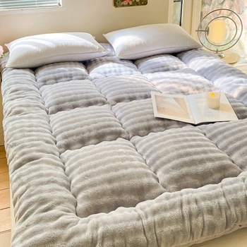 Winter thickened warm rabbit plush mattress with fluffy household tatami soft cushion student dormitory single warm mattress