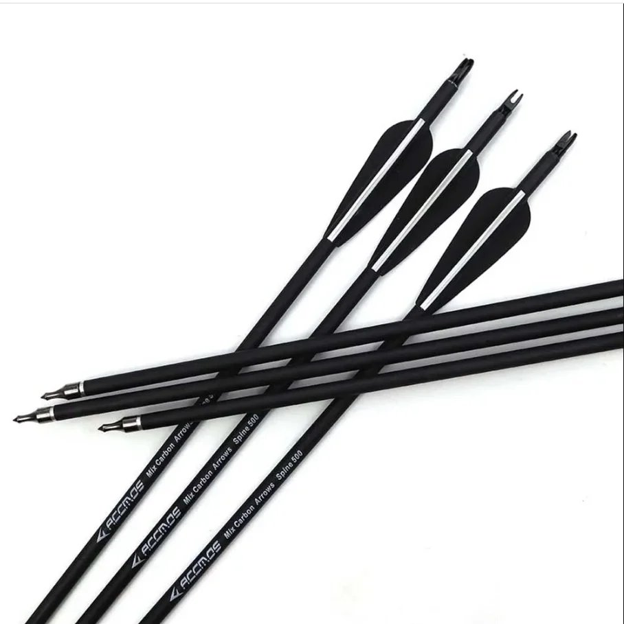 Archery Arrows 28"/30"/32" Carbon with Changeable Arrowheads Plastic Feathers for Hunting