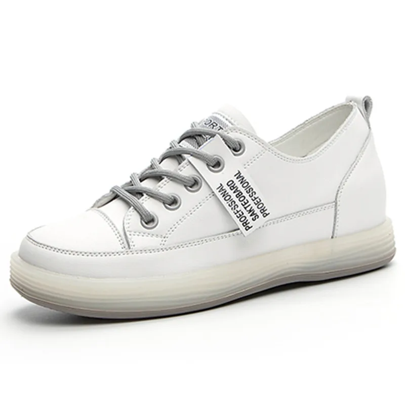 2023 New Spring And Summer Hundred With Leather Single Shoes Female Inside The High Increase Flat Bottom Board Shoes