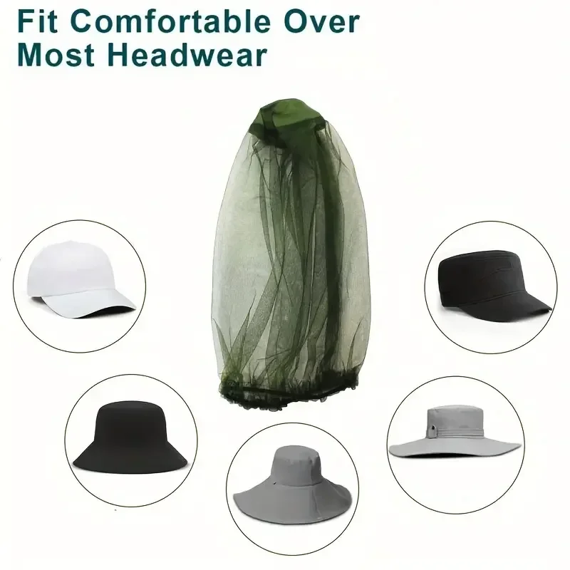 Mosquito proof hat Outdoor mosquito head mesh nets gardening hat insect-proof hat For hiking camping fishing