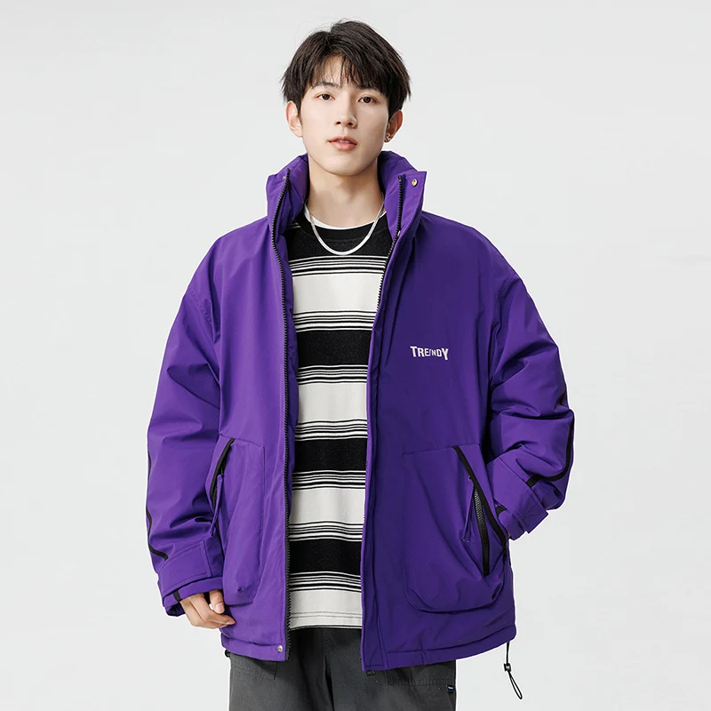 Luxury Man Jacket Winter Padded Coat Stand Collar Zip-up Windbreaker Waterproof Outerwear Unisex Thick Warm Parkas Fashion Brand