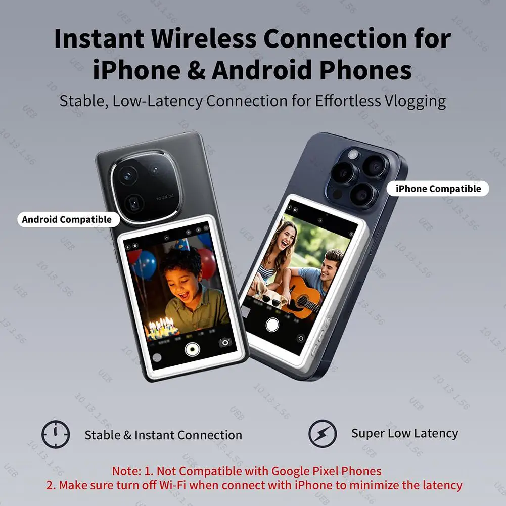 New Magnetic Phone Vlog Selfie Monitor Screen for Phone Rear Camera Wireless Selfie Rear Camera Compatible With iPhone Android