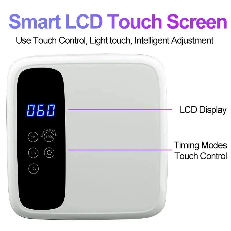 72W 전문 UV LED 네일 램프 건조기 HD 디스플레이 빠른 건조 경화를위한 스마트 네일 건조 램프 모든 젤 매니큐어 매니큐어 도구