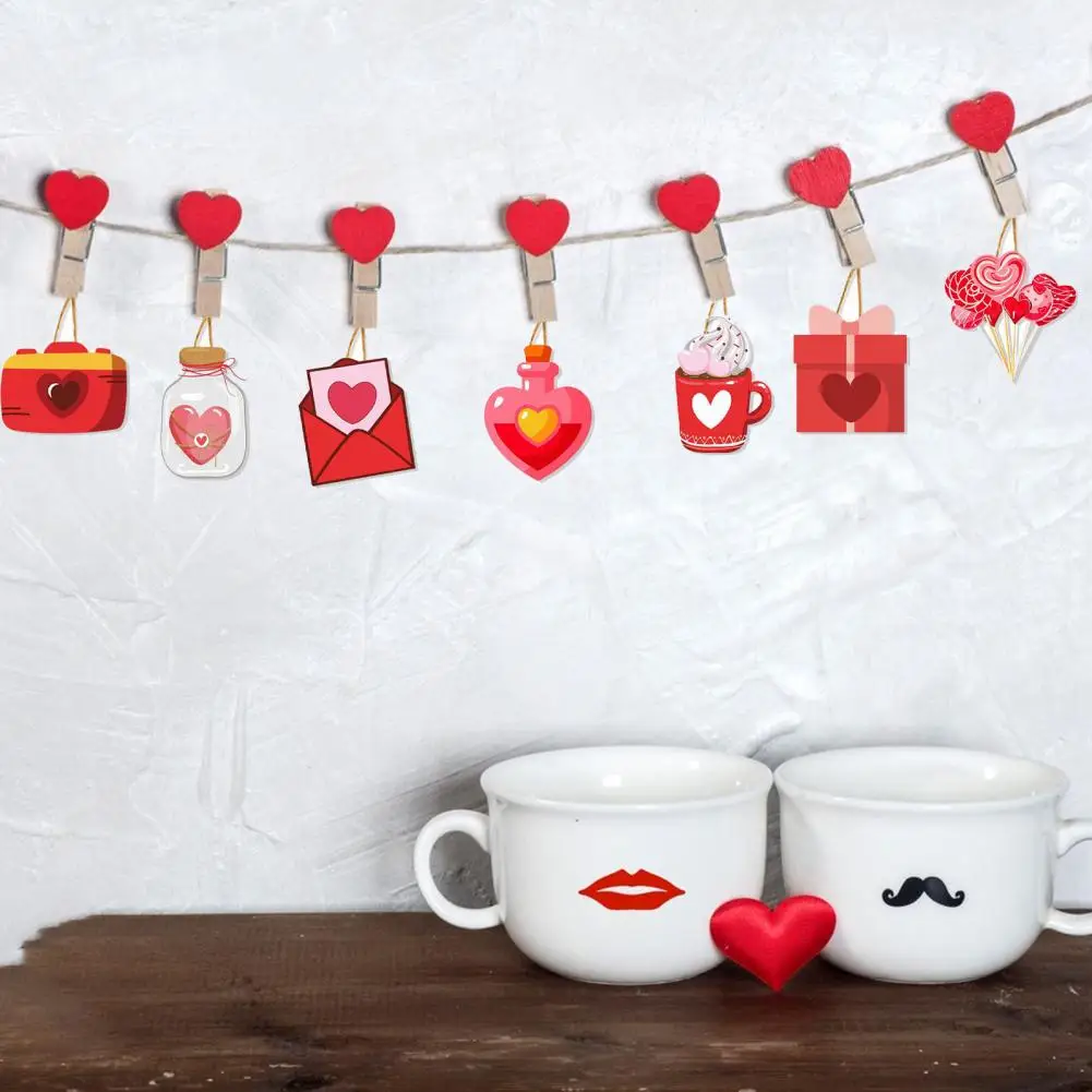 

Set of 8 Valentine Day Ornaments Valentine's Day Gnome Ornaments Heart Pattern Hanging Decorations for Party Atmosphere Creative