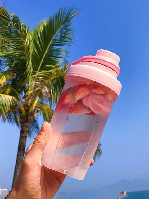 1pc 16.9oz/500ml Shaker Protein Bottle Powder Shake Cup Water Bottle Plastic Mixing Cup Body Building Exercise Bottle 3