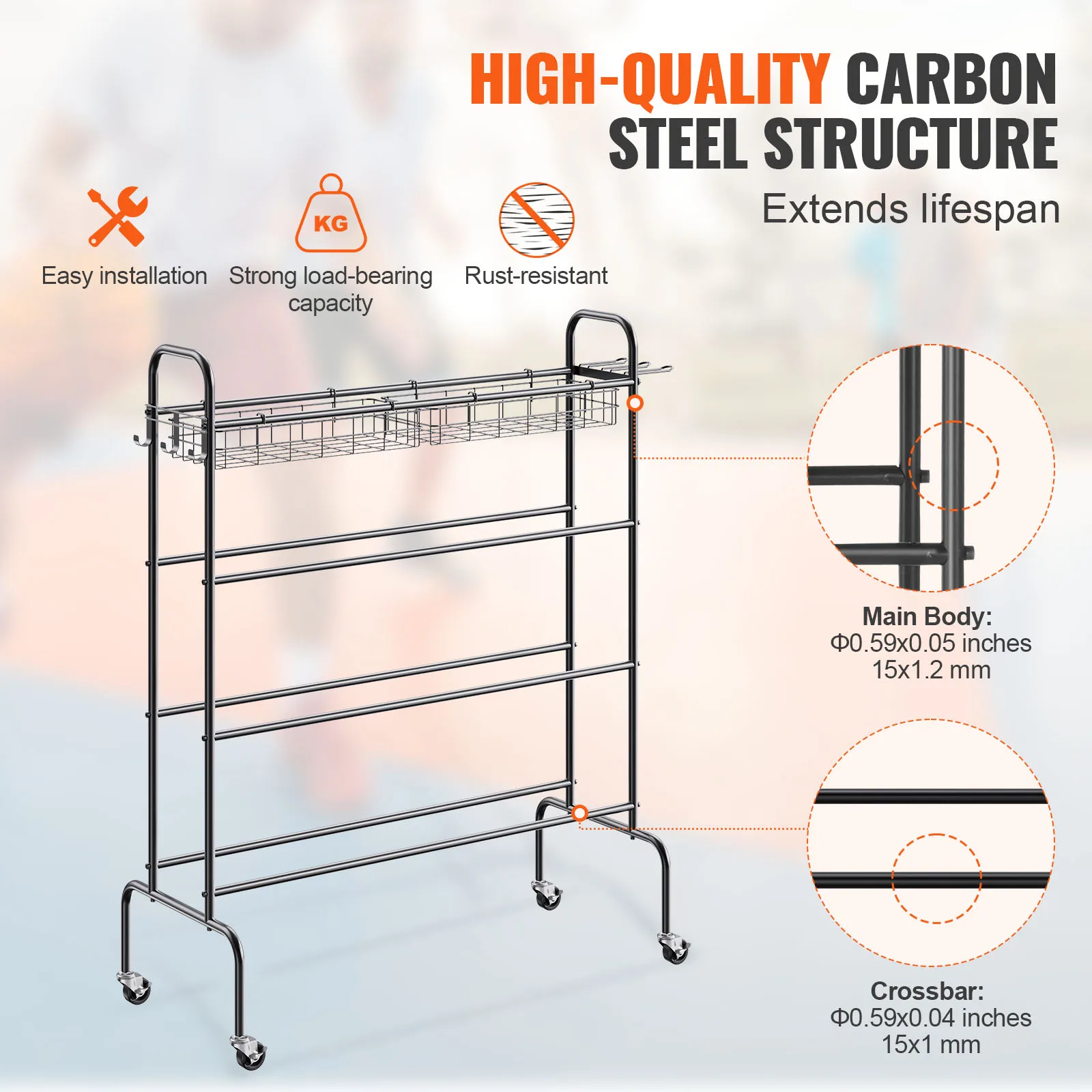 4-Layer Rolling Basketball Rack – Shooting Training & Storage 5