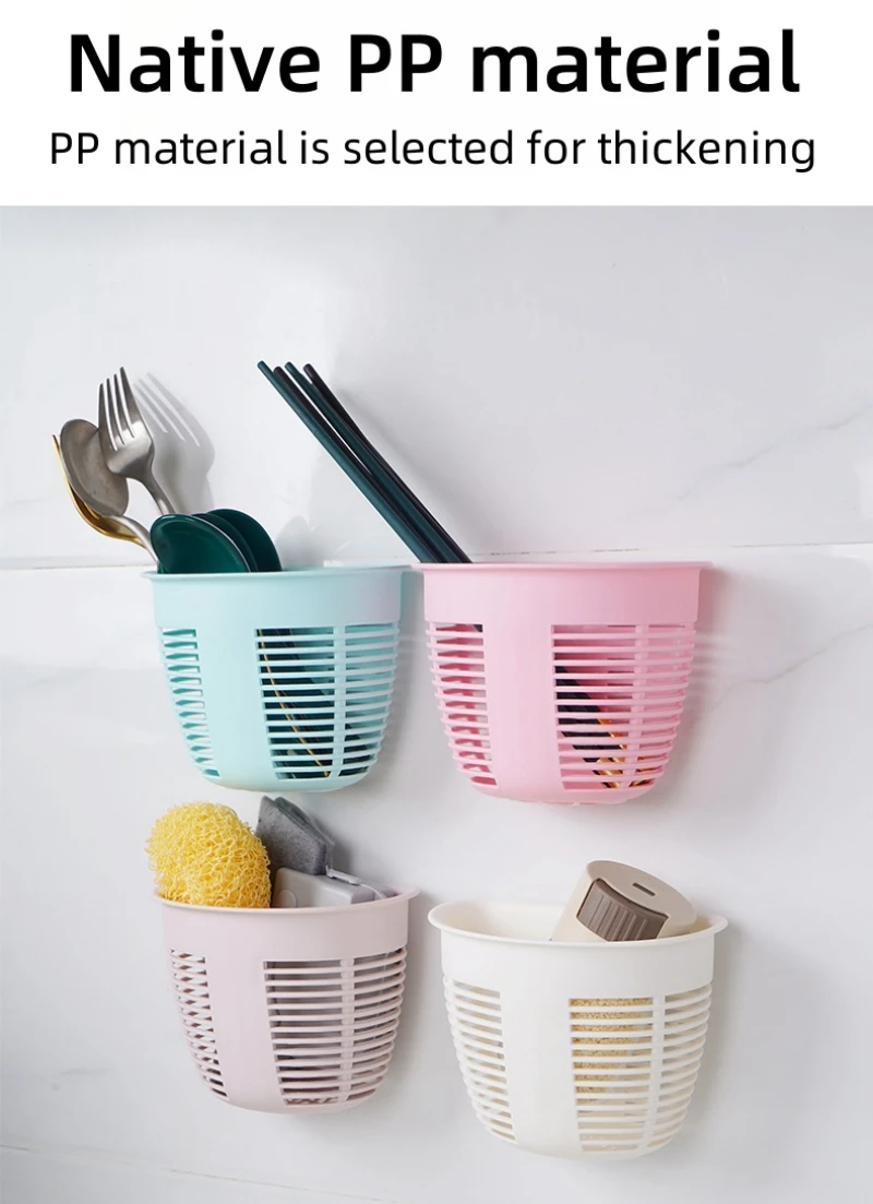 Description Picture 4 of itemWall Hanging Seamless Storage Box Plastic Storage Basket Household Small Hanging Basket Storage Rack Kitchen Storage Basket
