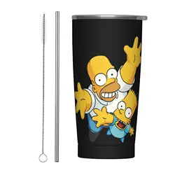Stainless Steel Tumbler with The Simpsons Cartoon Design - Versatile Hot & Cold Beverage Cup - 20oz (17)