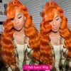 Orange Ginger Lace Front Wigs Human Hair Body Wave 13x6 HD Lace Frontal Wig Colored Brazilian Hair Wig 13x4 Transparent Lace Wig 3