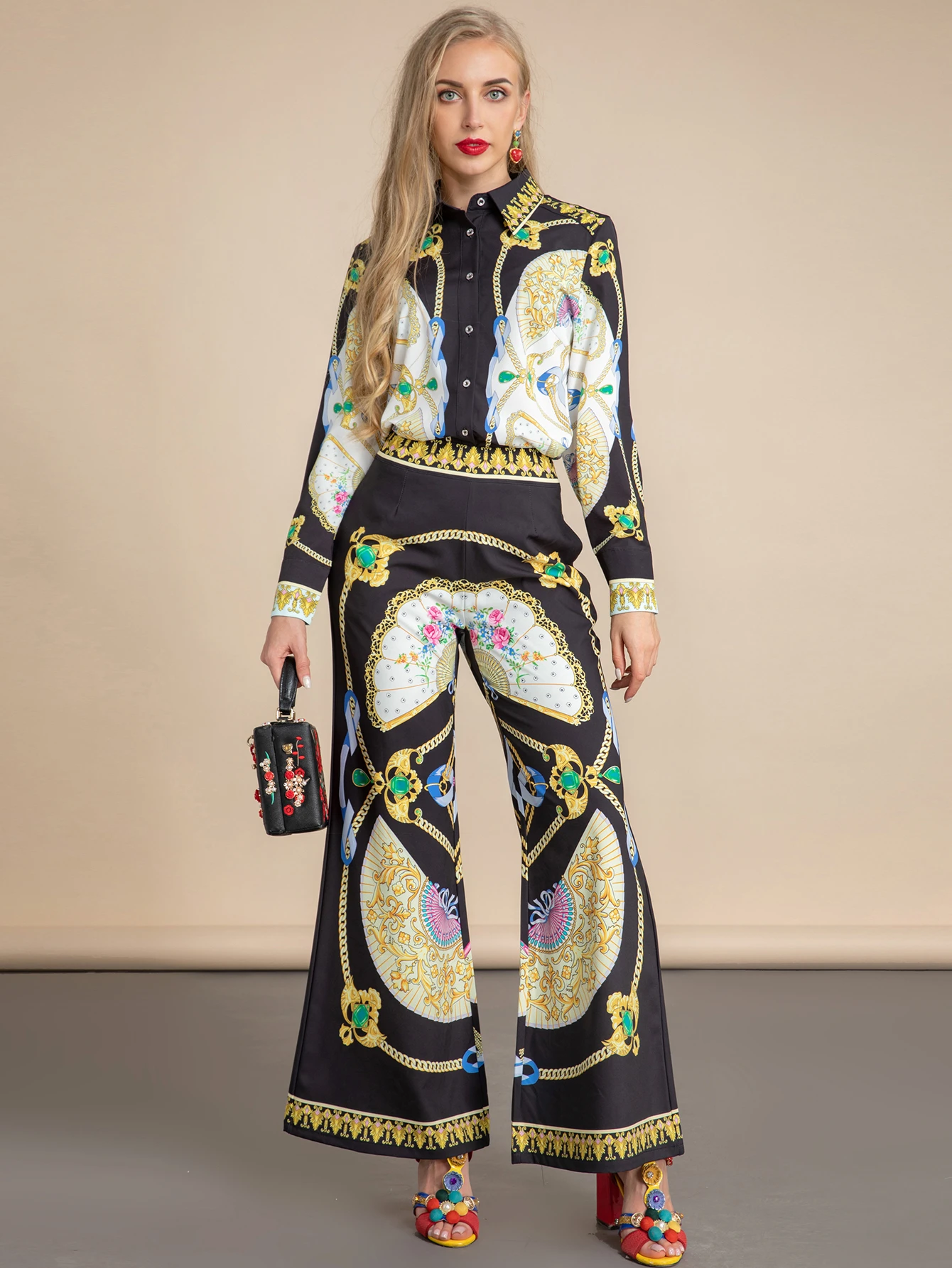 LD LINDA DELLA Summer Fashion Designer Two Pieces Pants Set Women's Vintage  Floral Print Loose Tops and Pants Suit 2022| | - AliExpress