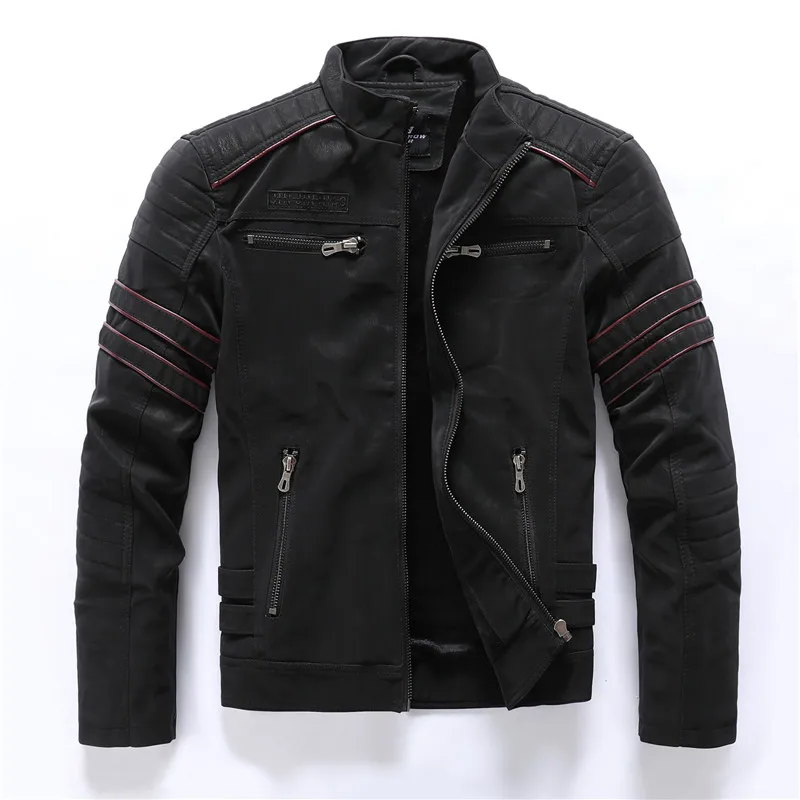 Winter Motorcycle PU Leather Jacket Men Vintage Fleece Warm Multi-pocket Leather Coat Male Zipper Autumn Outwear leather jackets,men winter jacket