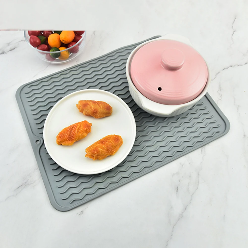 

Silicone Dish Drying Mat Foldable Non-Slip Washing Mat Heat Resistant Drying Mat Quick Dry Bathroom Drain Pad 40 X 30 Cm