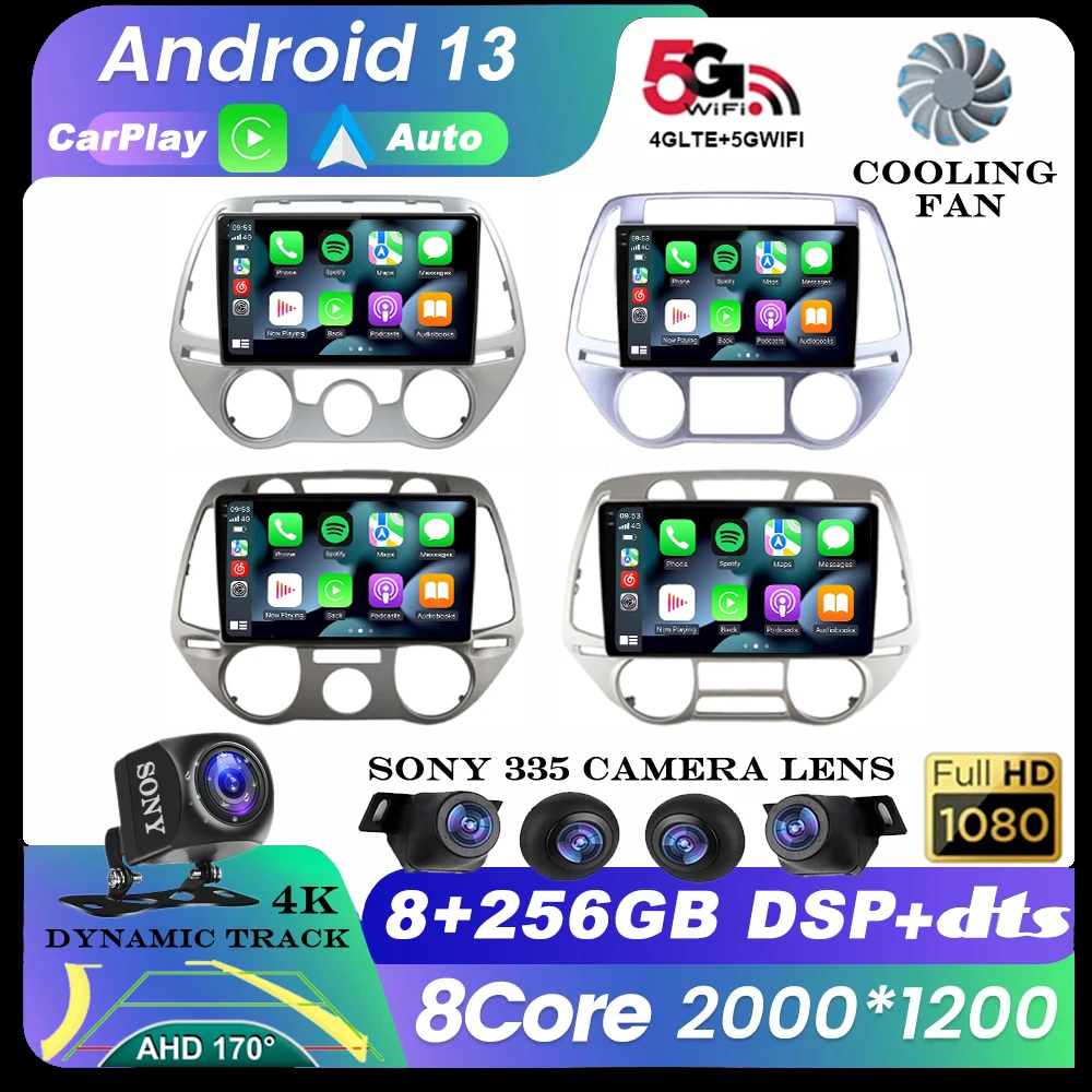 Android 13 For Hyundai I20 2008 2009 2010 2011-2014 Car Radio Multimedia GPS Navigation Auto Carplay 4G+WIFI Video Player Stereo