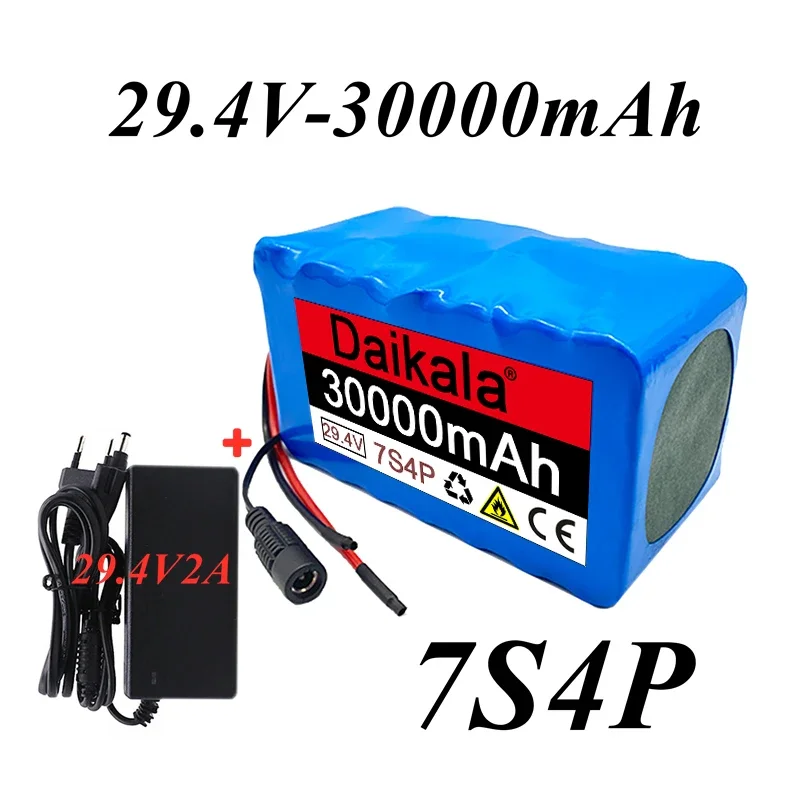 

7S4P 24V li-ion battery pack 29.4v 30Ah electric bicycle motor ebike scooter 18650 lithium rechargeable batteries 30000mAh