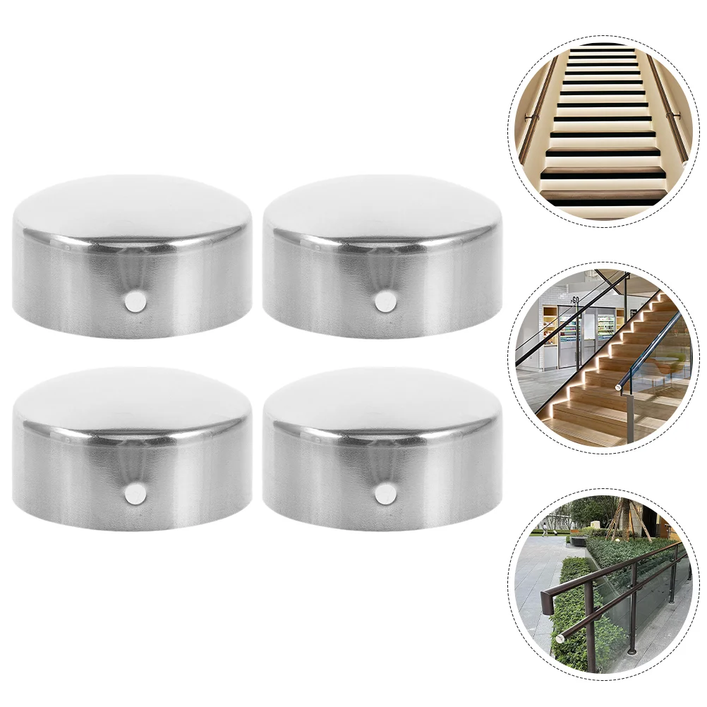 

4 Pcs Decor Handrail Tube Accessories Stainless Steel Plugs Stairs Decoration Railing End Caps