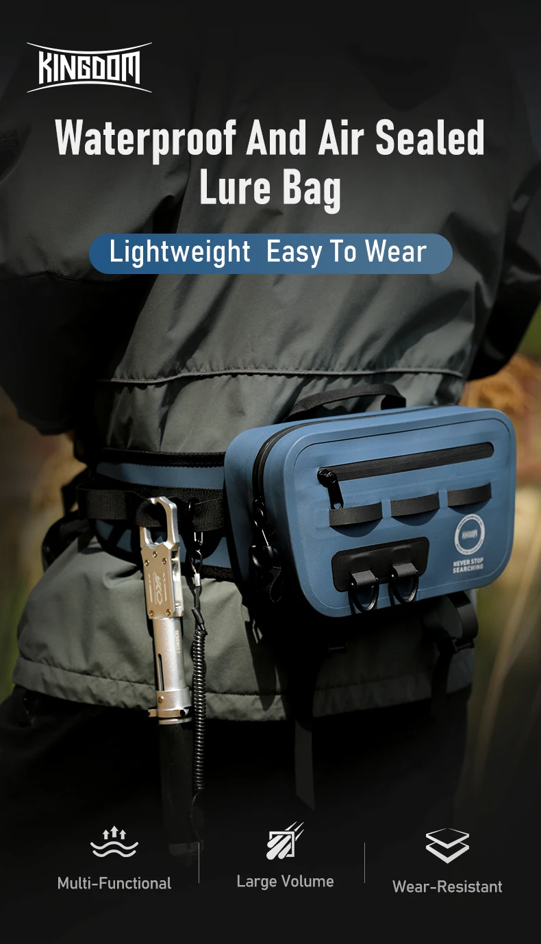Kingdom Multifunktions-Angeltaschen, wasserdicht, Hypalon 4200, Schulterbein, Taille, Outdoor-Sport, Angeln, Köder, Schnurbox, Aufbewahrungstasche – Detail 1