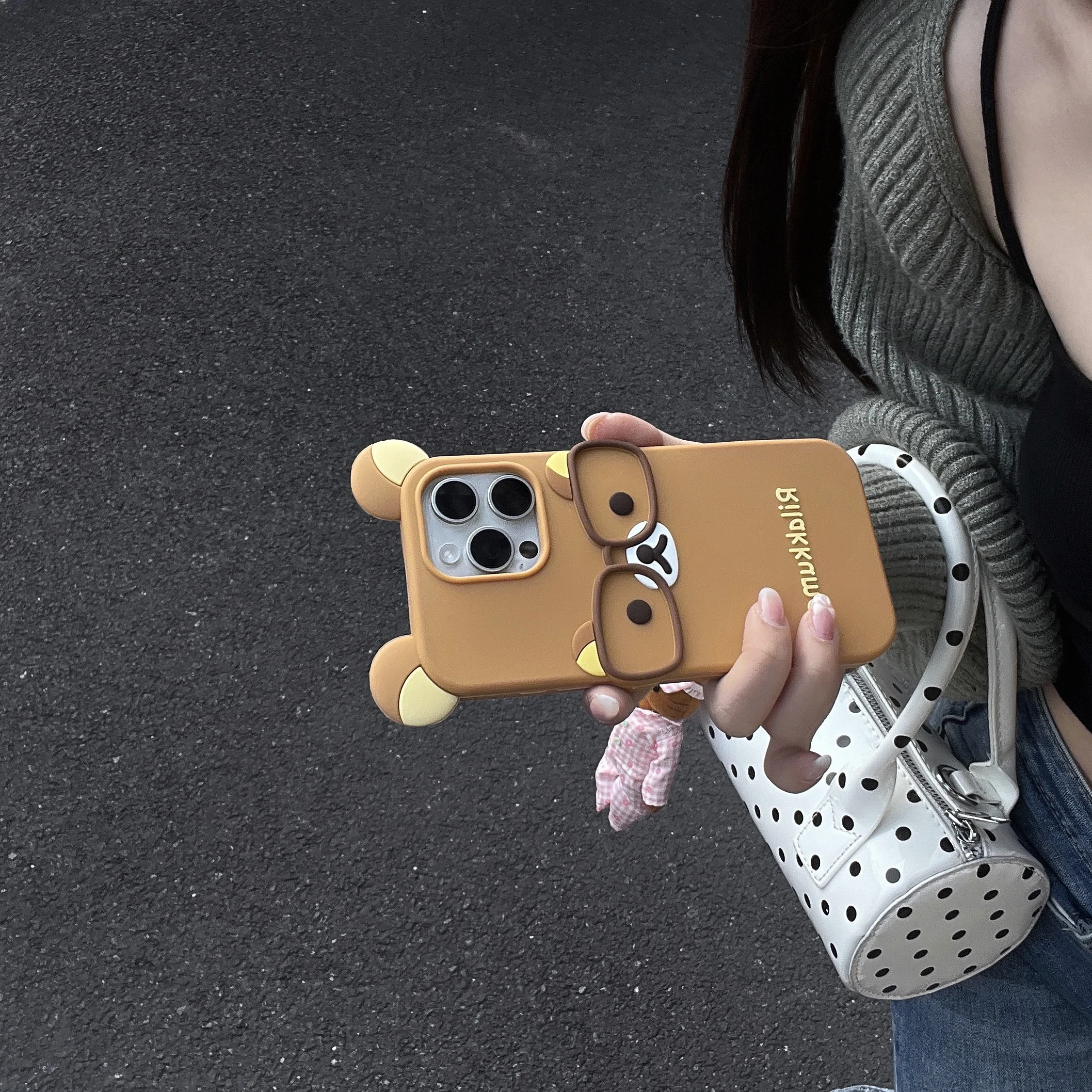 Cartoon Glasses Rilakkuma Bear 3D Kawaii Silicone Soft Cover Case